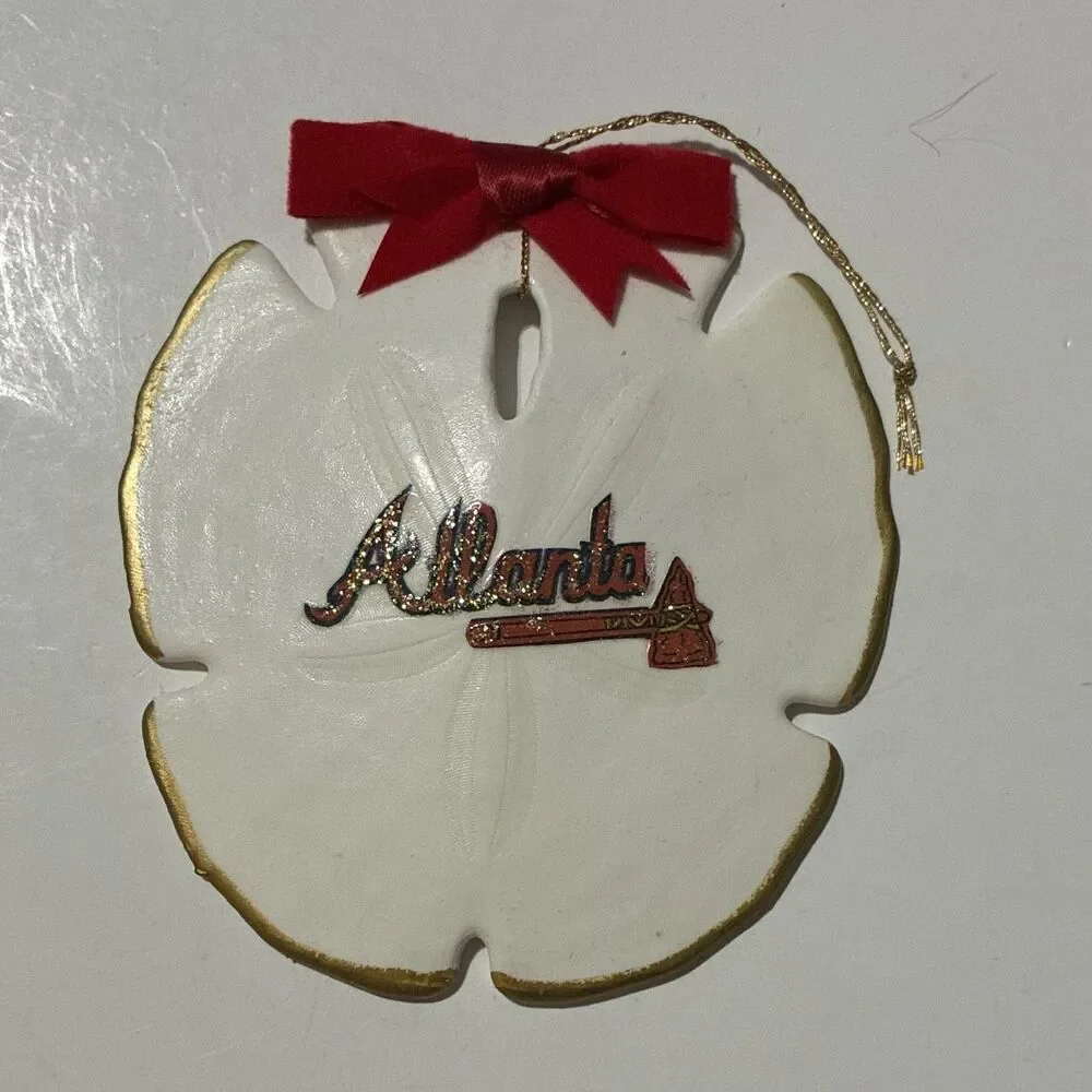 Atlanta Braves Sand Dollar Christmas Ornament Coastal Baseball Holiday Decor